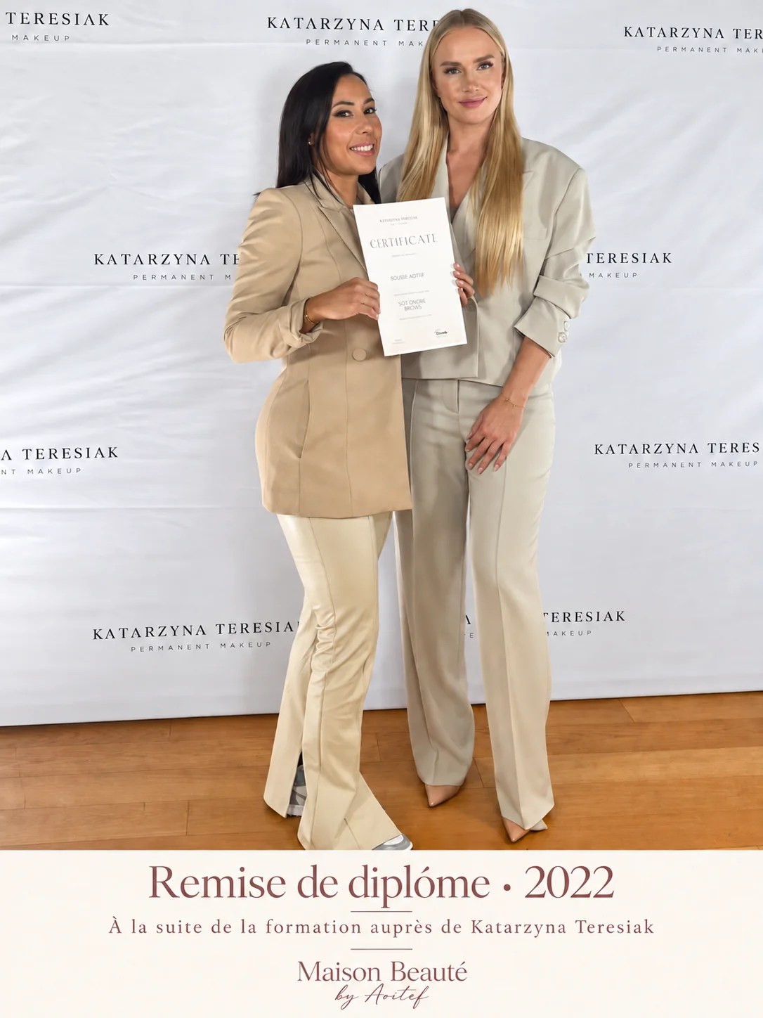 Aoitef et Katarzyna Teresiak lors de la remise de diplôme en 2022